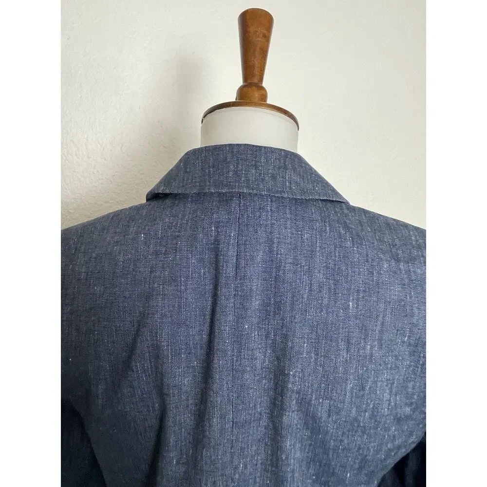 Michael Kors Blazer Chambray Single Breast Stretch Blue Fall Classic